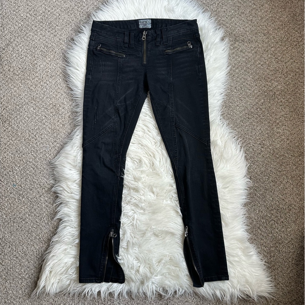 Express ReRock Black Skinny Zip-Front Moto Jeans